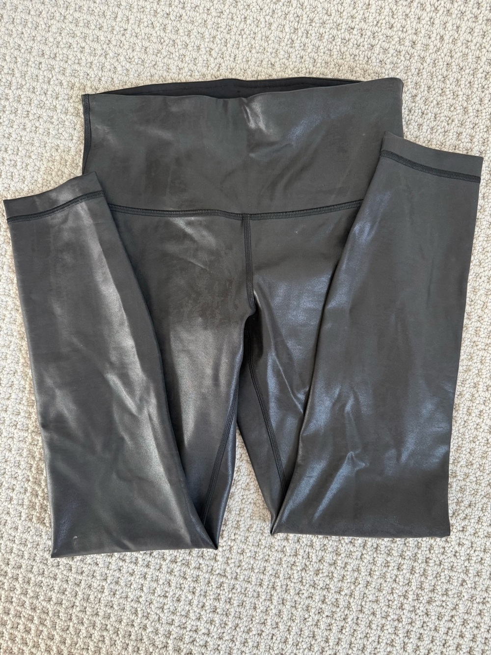 Lululemon Black Faux Leather High-Waist Leggings. Size 6